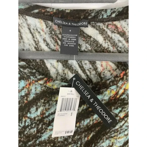 Chelsea & Theodore Womens Top Blouse T-Shirt Size Small Fall Black Blue NEW NWT - Picture 3 of 5
